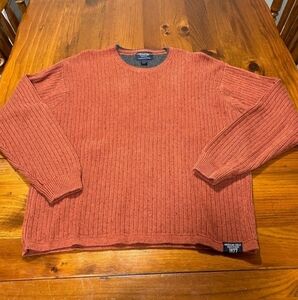 American Eagle Outfitters Vintage Y2k Men's Rust Orange‎ Ribbed Crewneck Sweater